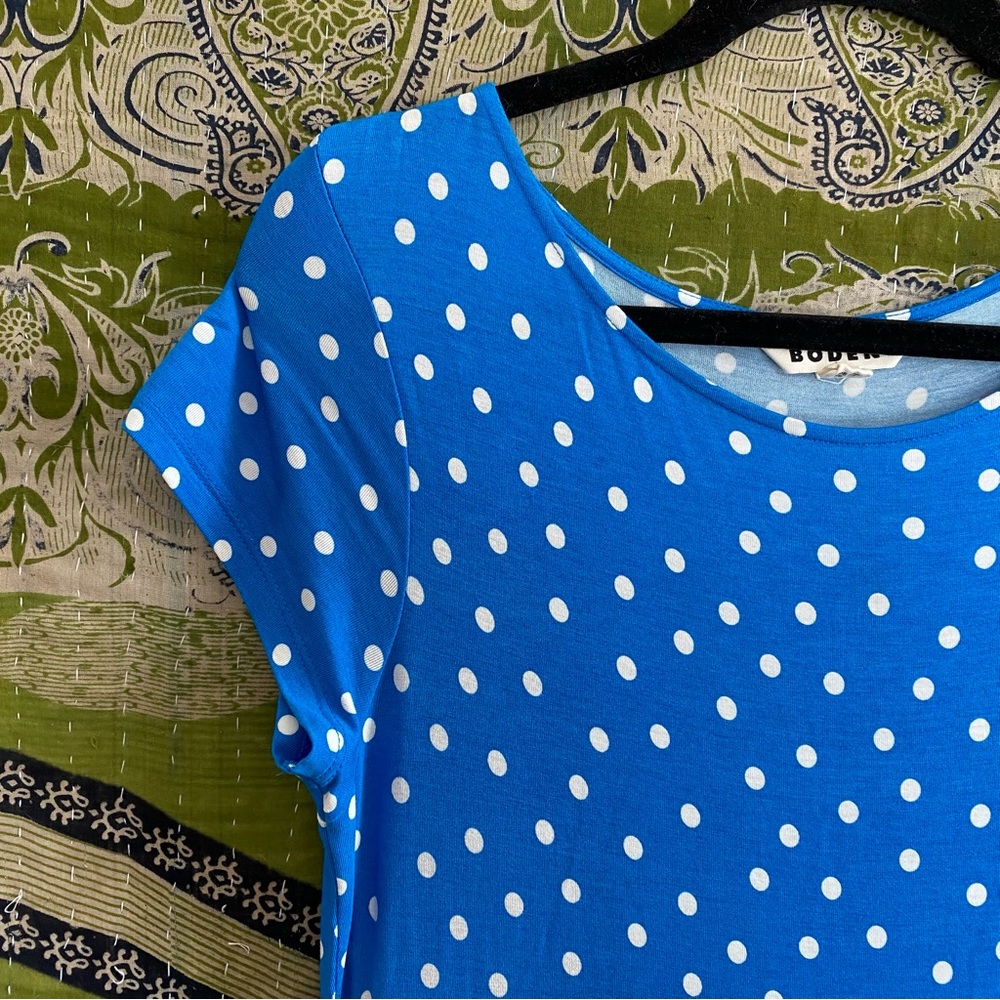 Boden Blue/ White Polka Dot Amelie Jersey Knit Midi Dress Size 8 Buyer Favorite - Picture 7 of 15